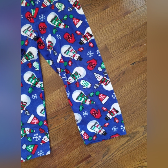 TCP (The Children's Place) Boys Small 5/6 blue snowman fleece pajamas - Picture 2 of 6